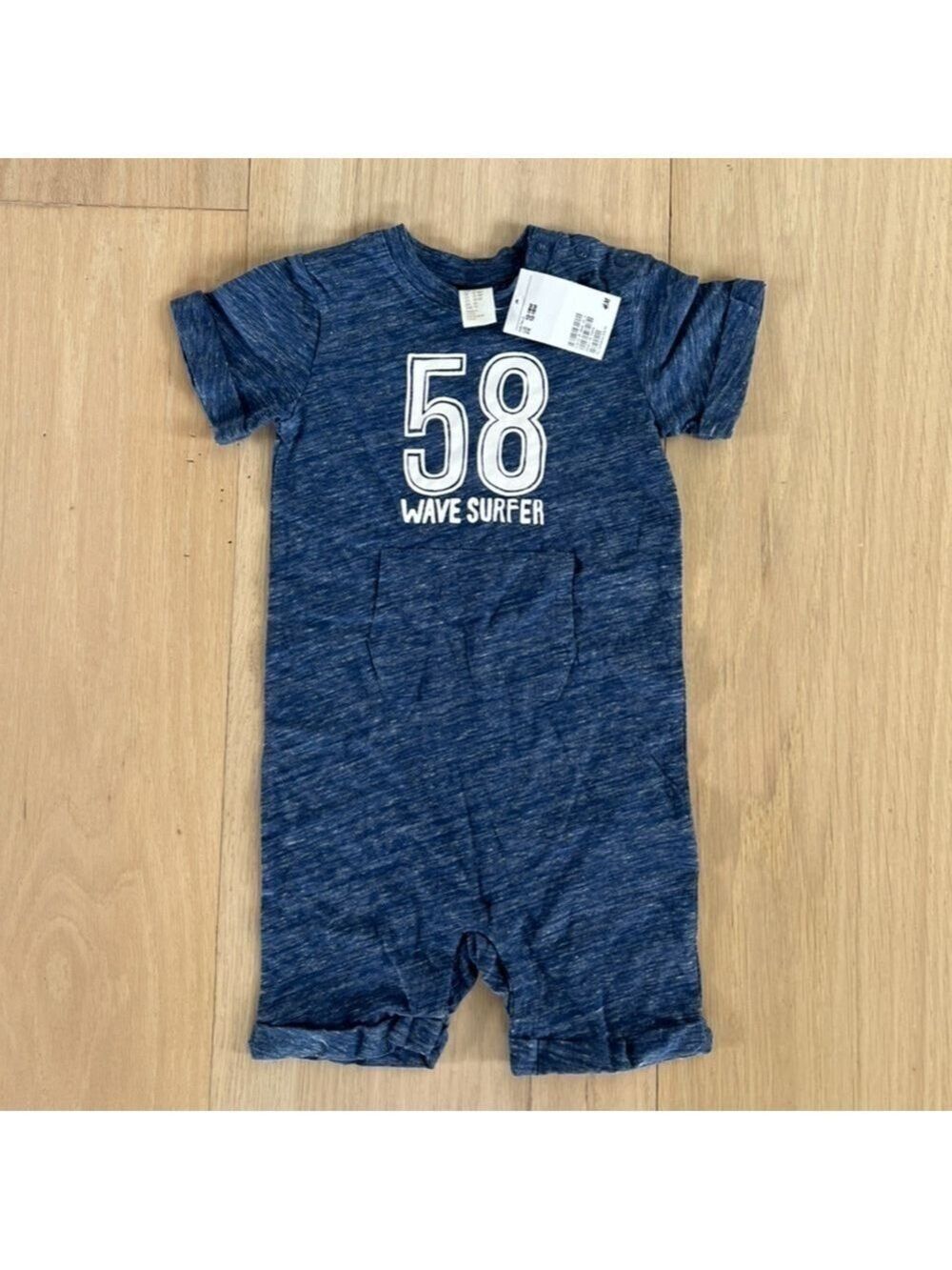 H&M Blue Onesie 58 Wave Surfer Size 12-18 Months NWT